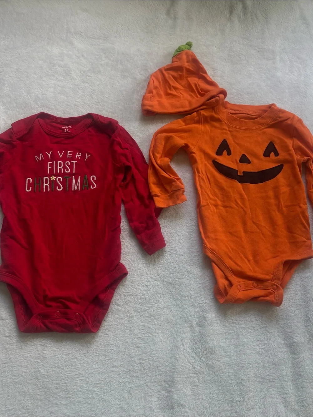 Carter's Baby Boy 18 Months bodysuit Lot of 6 Holidays, Striped, Jack-O'-Lantern